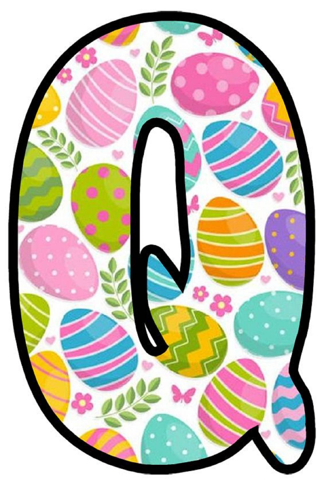 Easter Eggs Letter Q Background