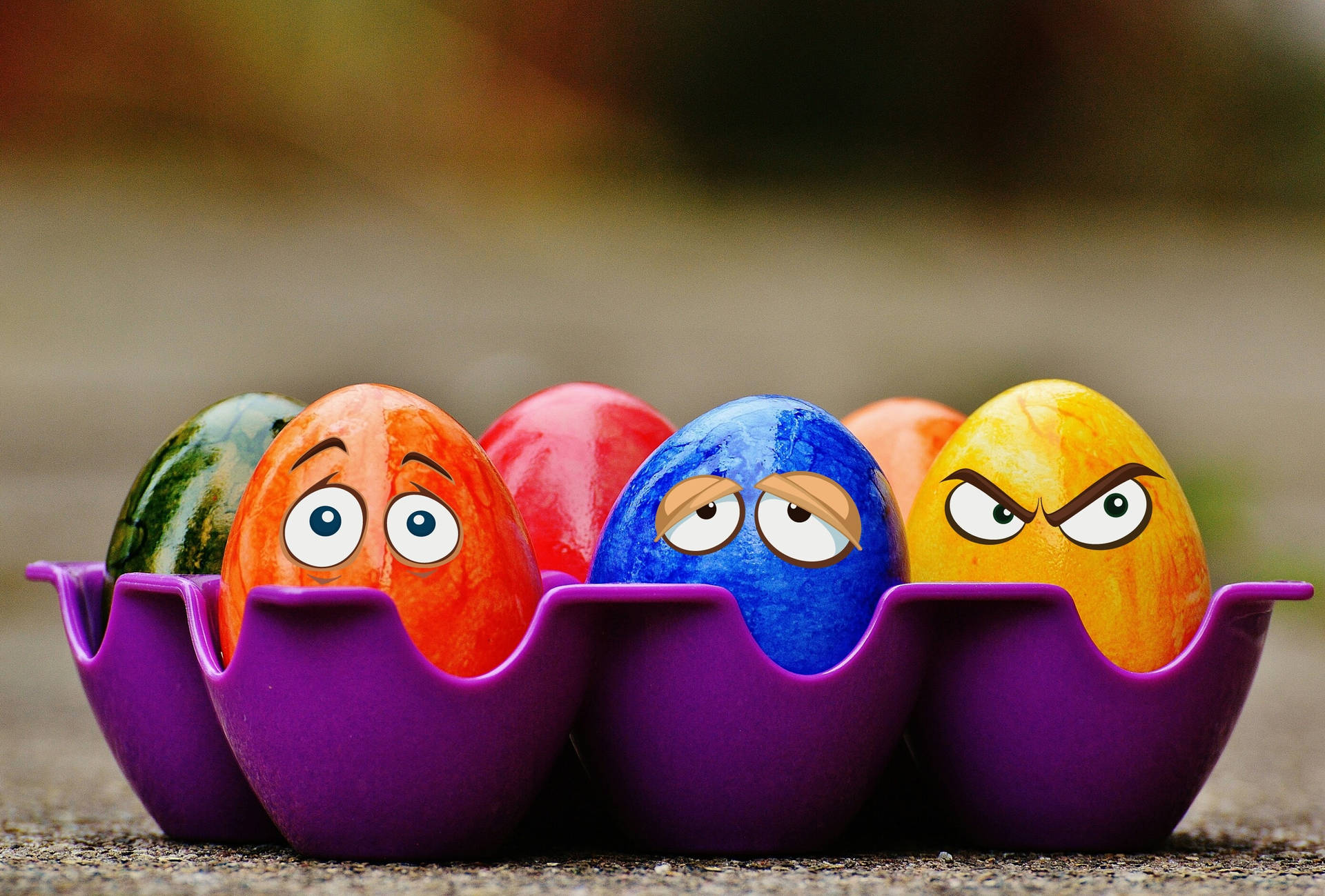 Easter Eggs With Emoji Faces Background