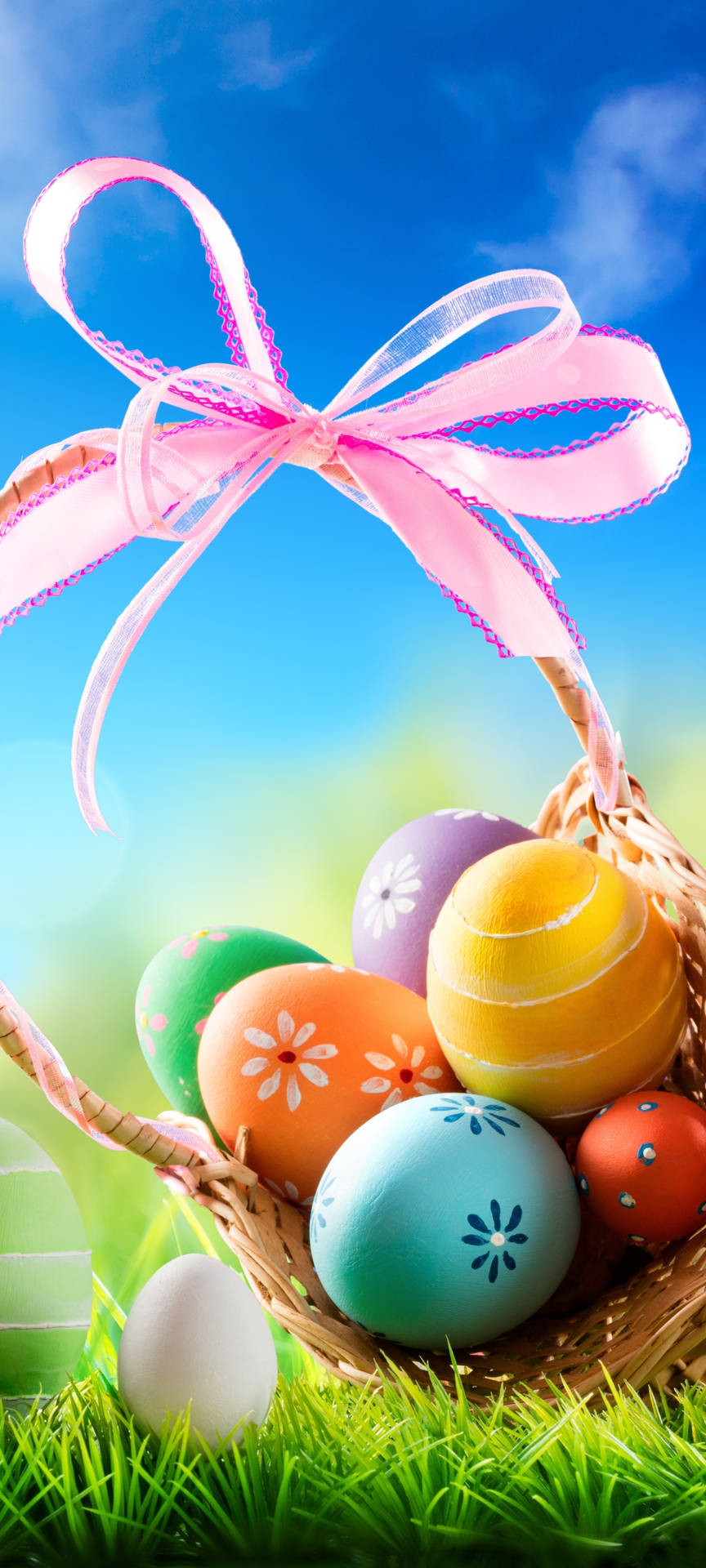 Easter Pink Ribbon Art Phone Background