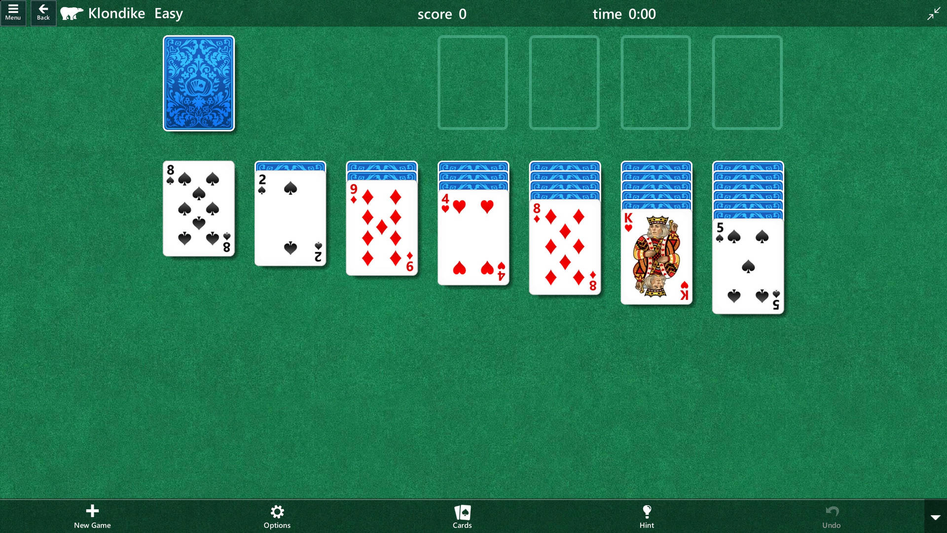 Easy Board Game Layout Of Microsoft Solitaire Klondike Background