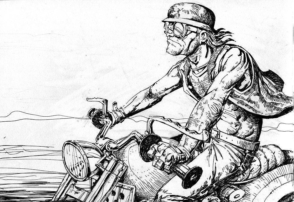 Easy Rider Motorbike Sketch Background