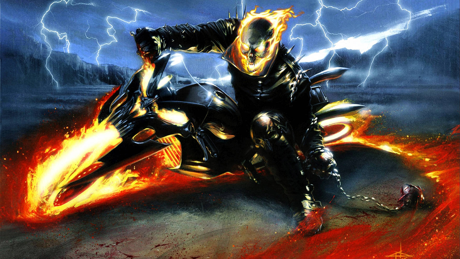 Easy Rider Motorbike With Flame Background