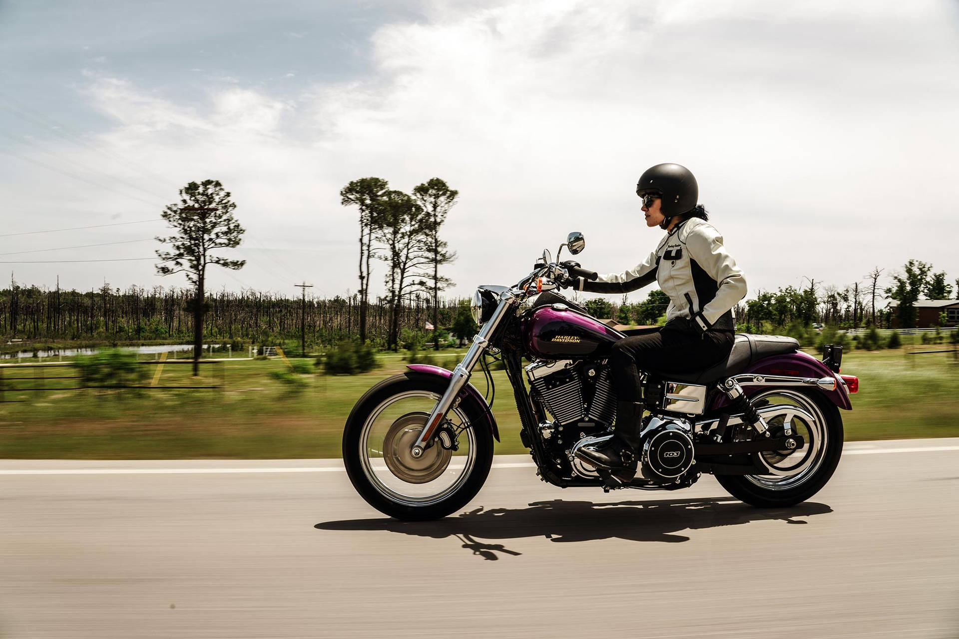 Easy Rider On Purple Motorbike Background