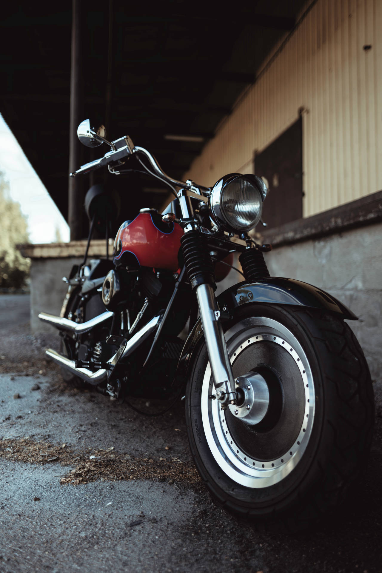 Easy Rider Red And Black Motorbike Background