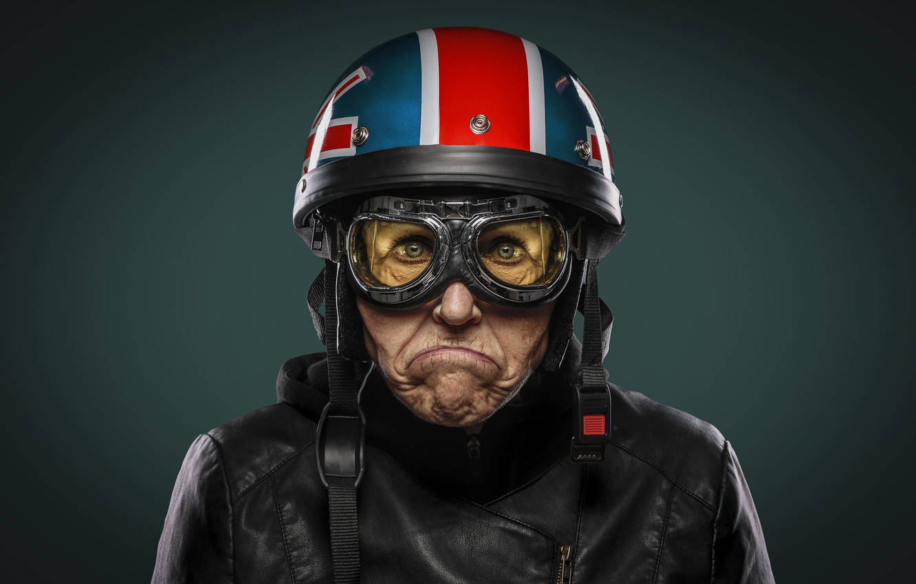 Easy Rider With Helmet And Glasses Background