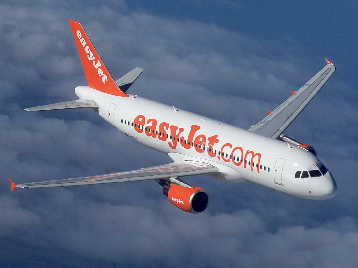 Easyjet's Bright Orange Tail Against The Sky. Background