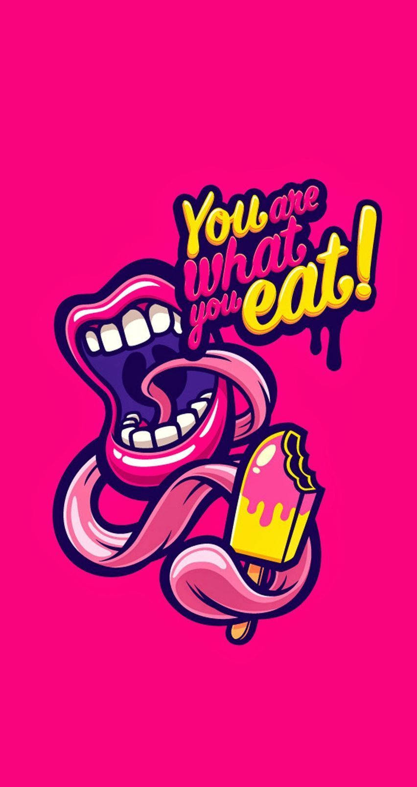 Eat Quote Pink Pop Art Background