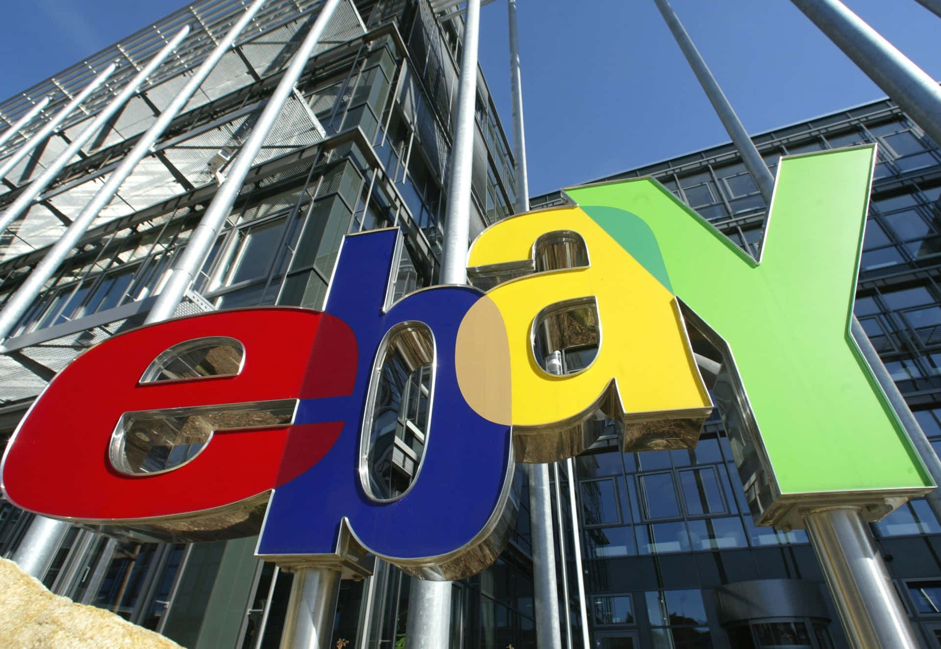 Ebay Uk Logo On Glass Building Background