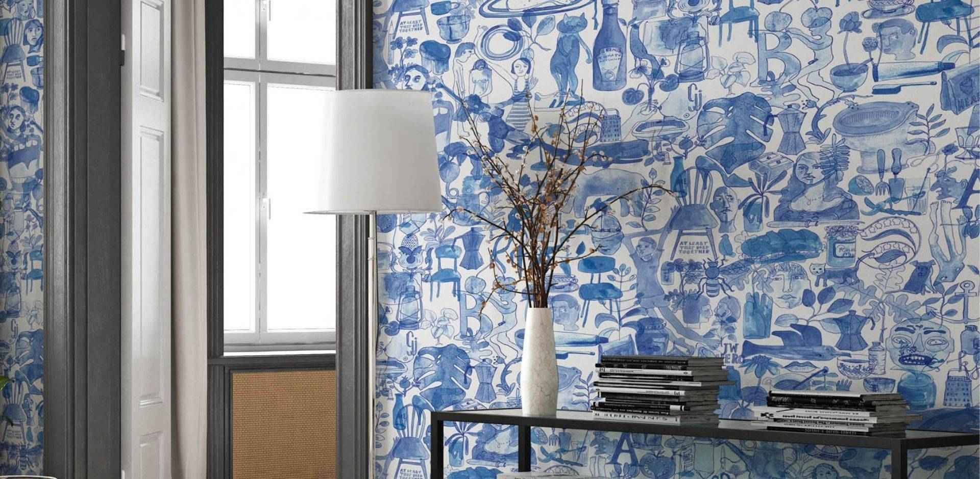 Eccentric Blue And White Wallpaper Background