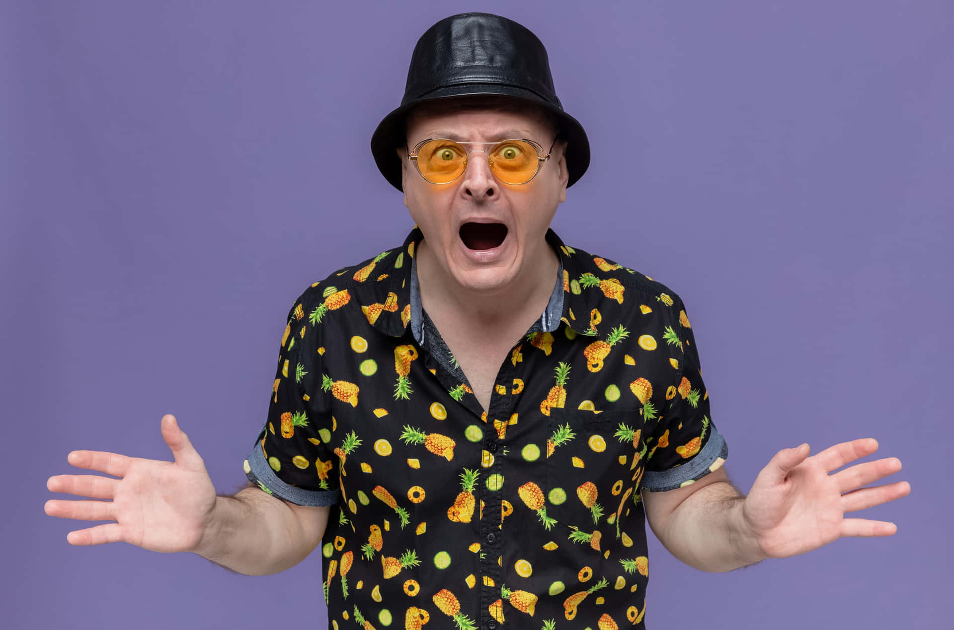 Eccentric Man Wearing A Fashionable, Bold, Printed Shirt Background
