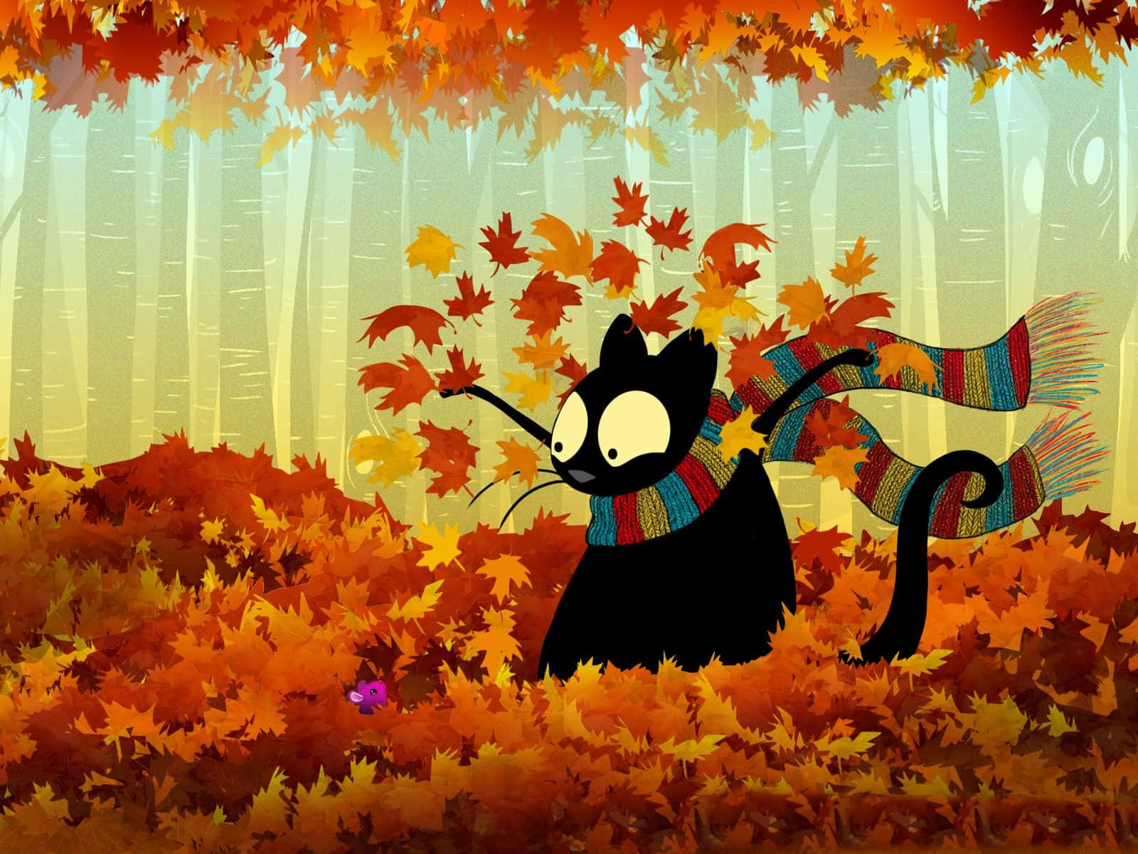Echo The Cat Fall Autumn Desktop