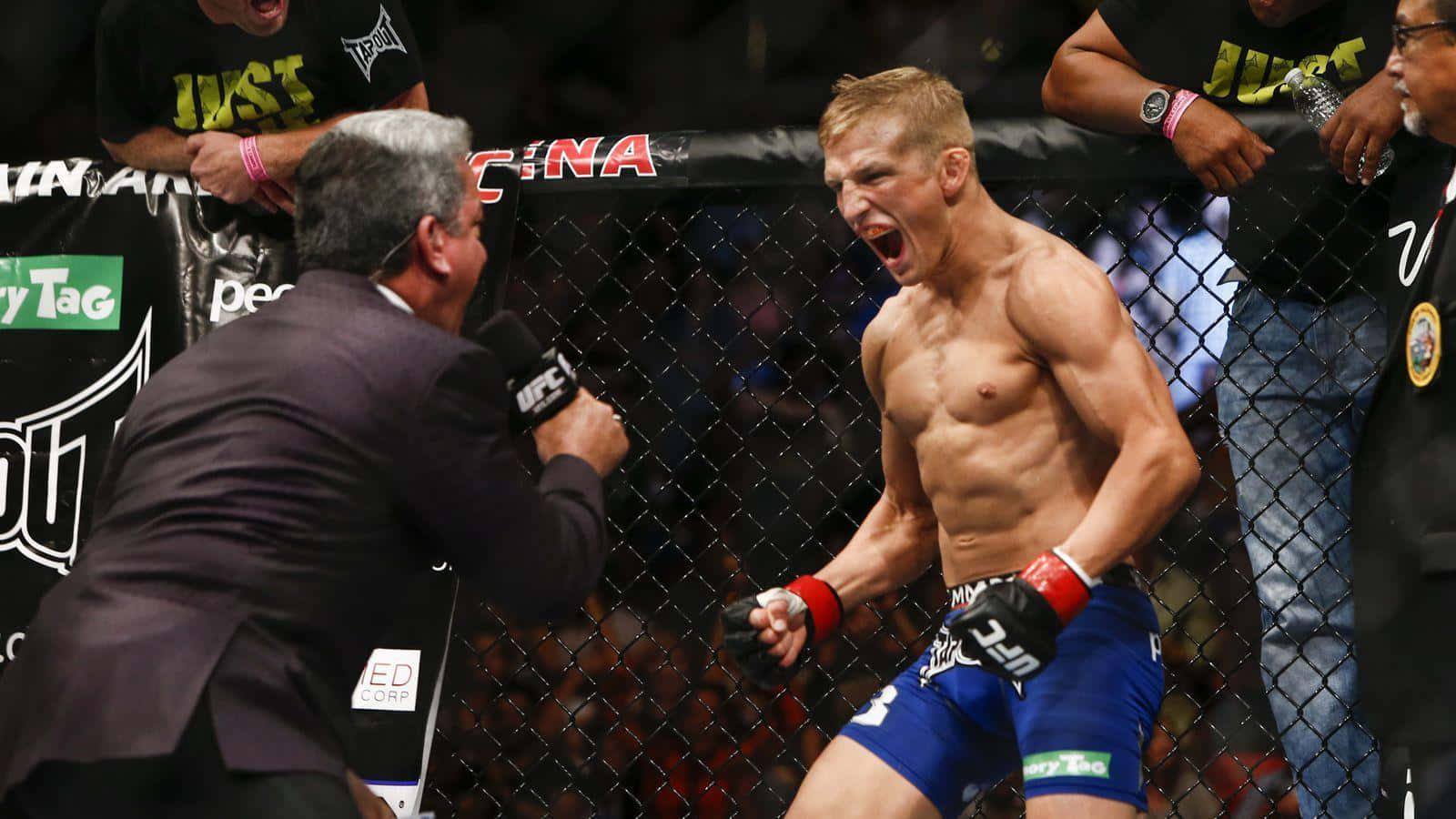 Ecstatic Tj Dillashaw And Announcer