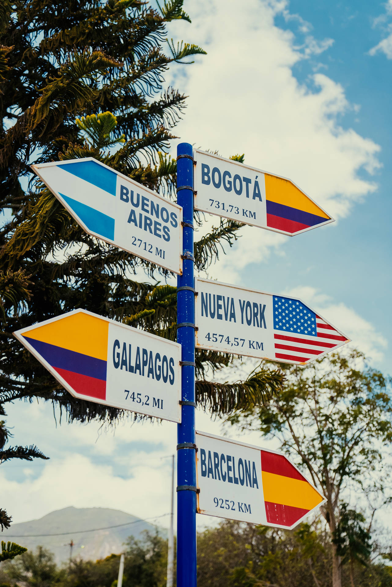 Ecuador Galápagos Street Sign Background