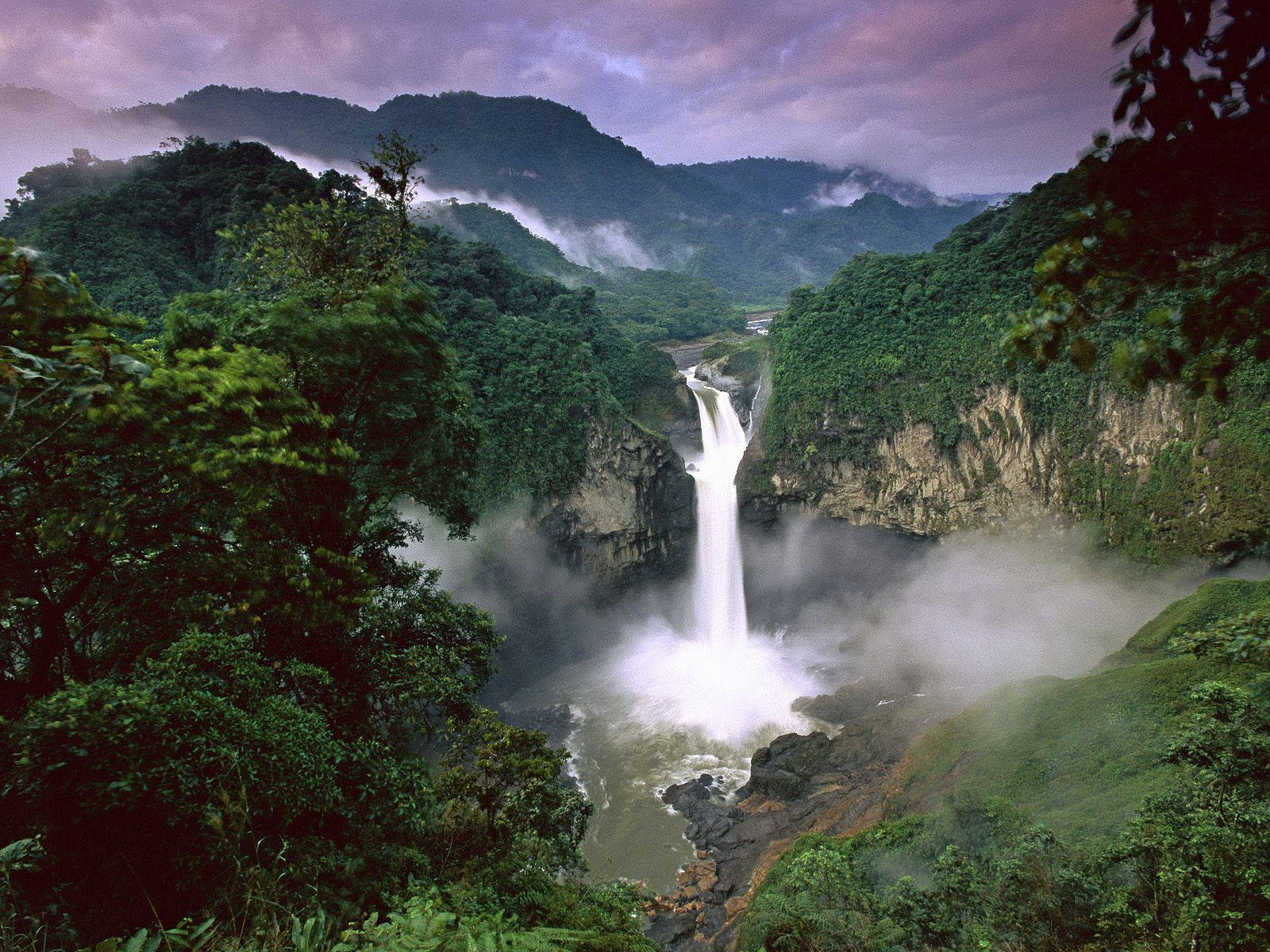 Ecuador Yasuni Waterfall Background