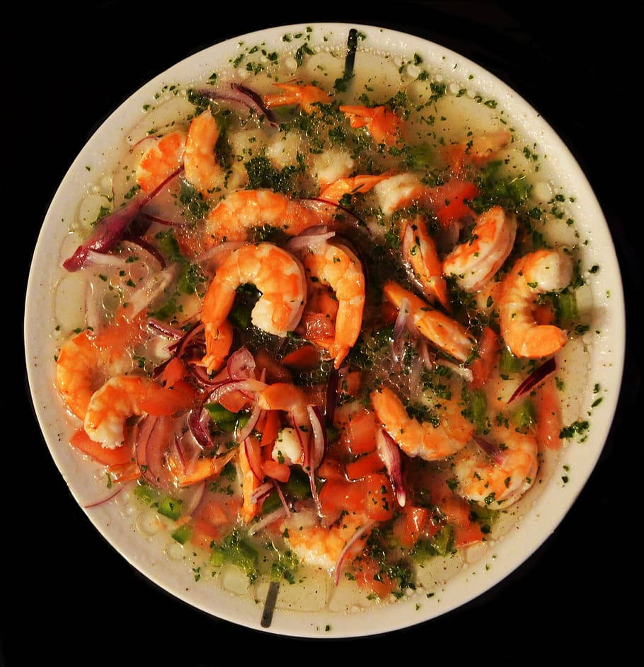 Ecuadorian Shrimp Ceviche With Sauce Background