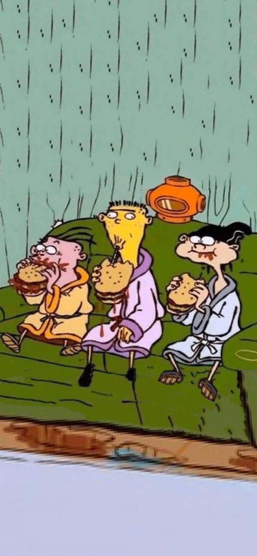 Ed, Edd N Eddy Eating On Sofa Background