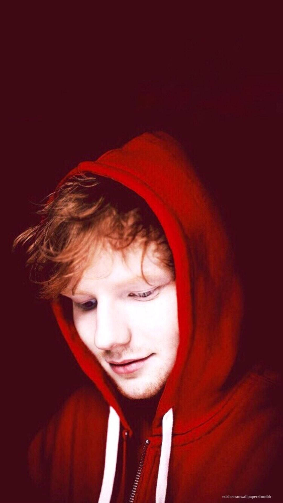 Ed Sheeran In A Red Hoodie Background