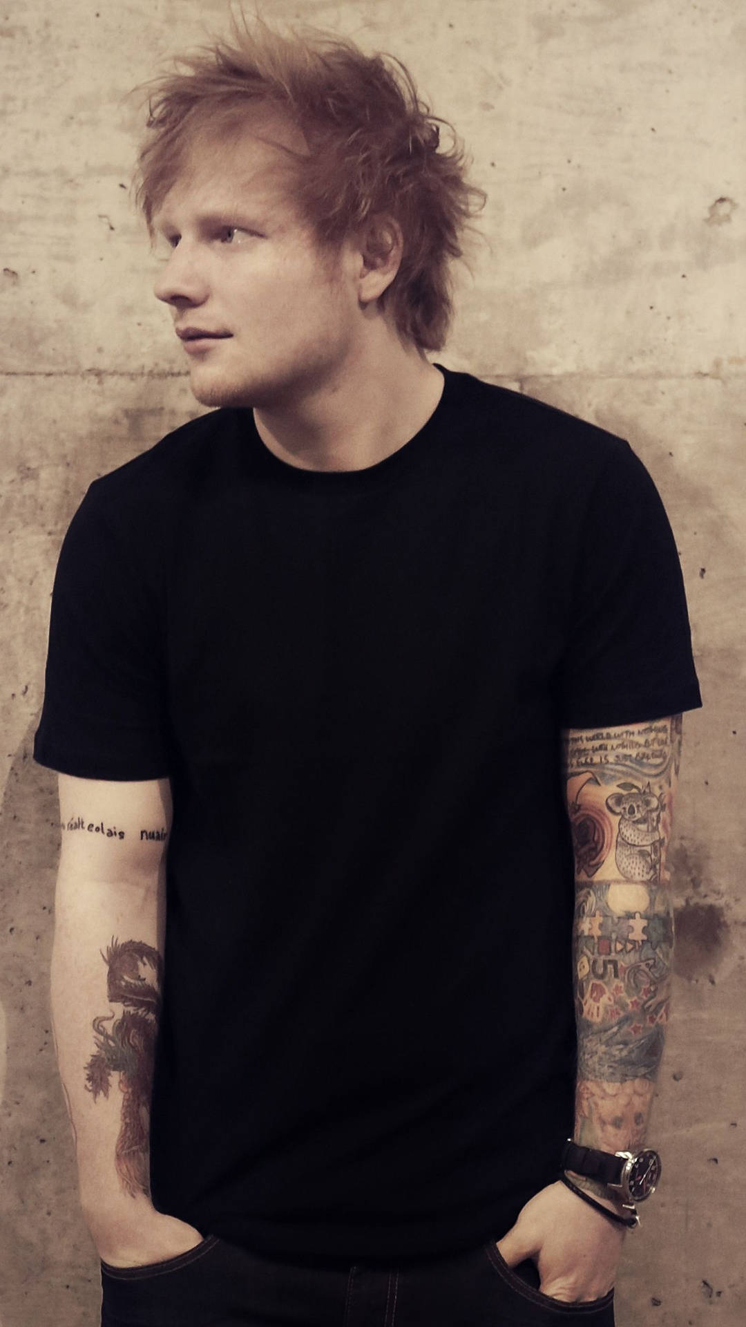 Ed Sheeran Looks Dashing In A Classic White Shirt. Background
