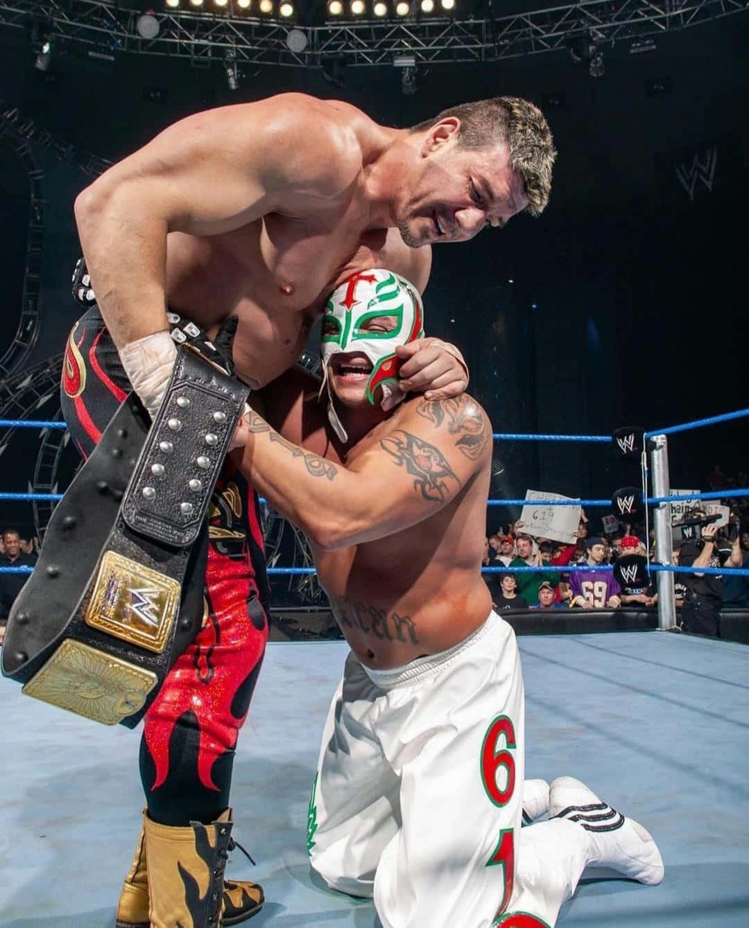 Eddie Guerrero Hugging Rey Mysterio