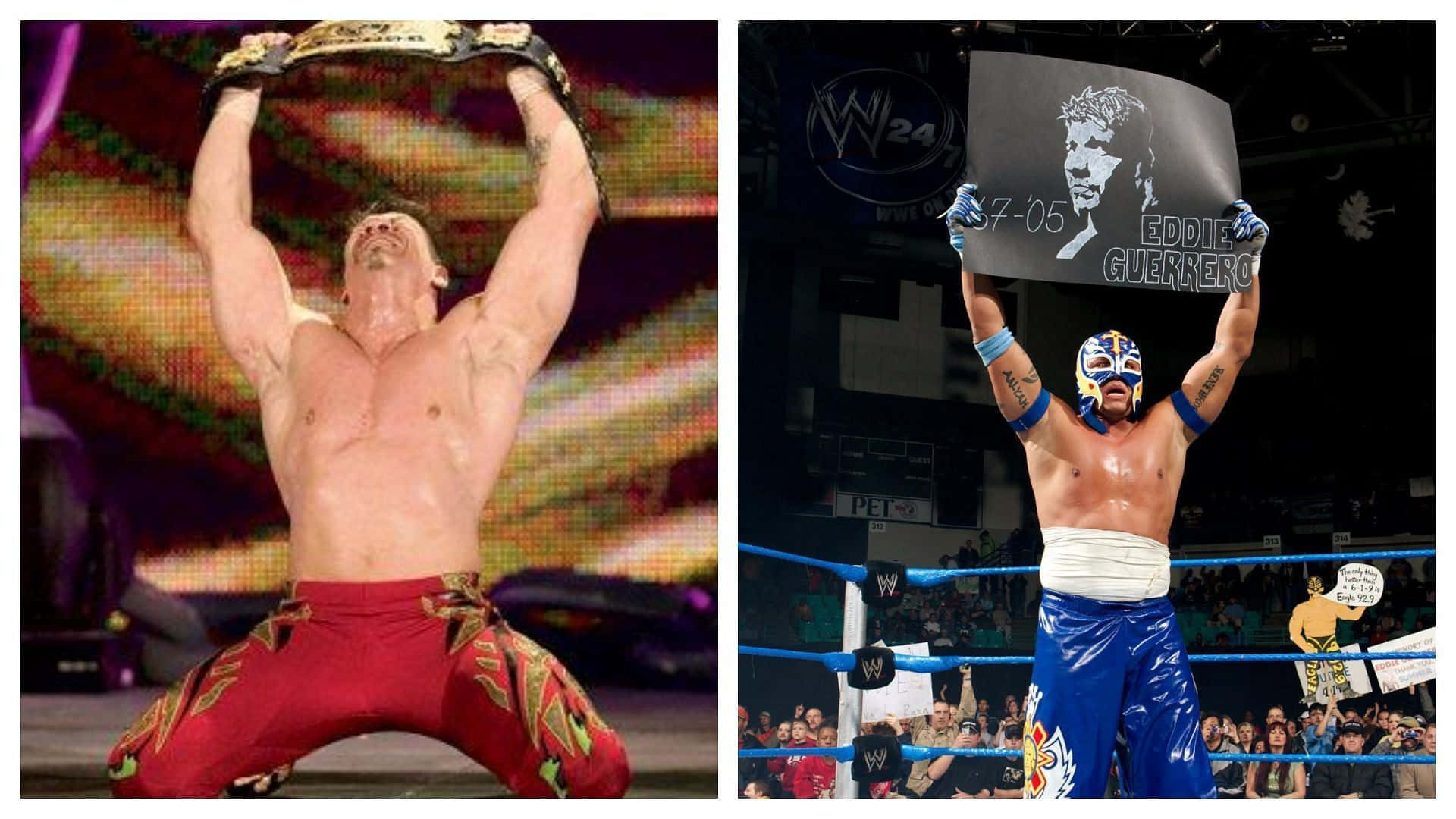Eddie Guerrero With Rey Mysterio Holding His Poster Background