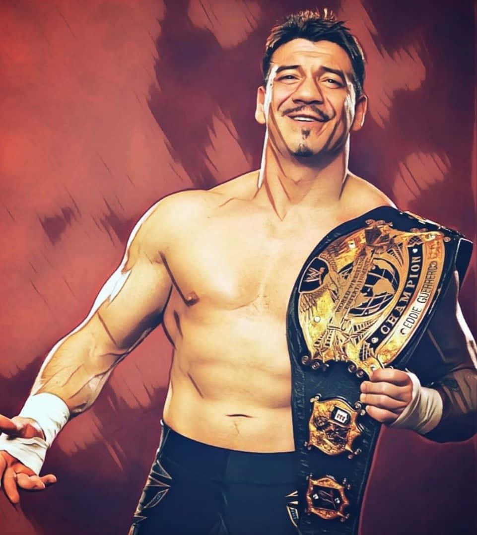 Eddie Guerrero Wrestler Fanart Painting Belt Background