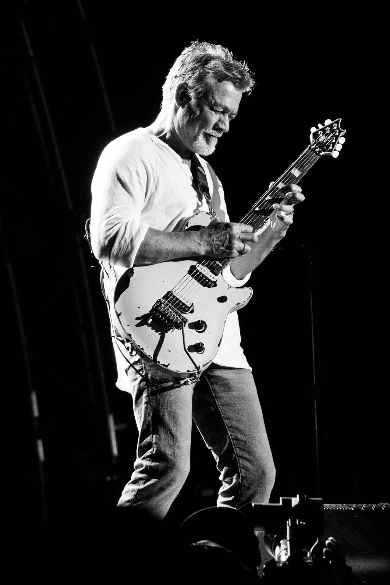 Eddie Van Halen Black And White Portrait Background