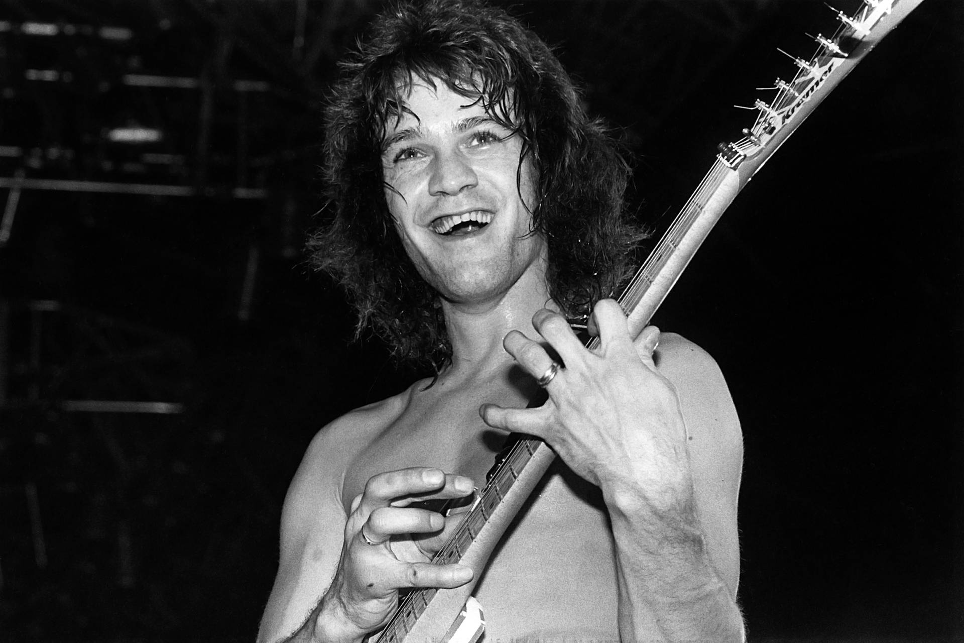 Eddie Van Halen Guitarist Black And White Background