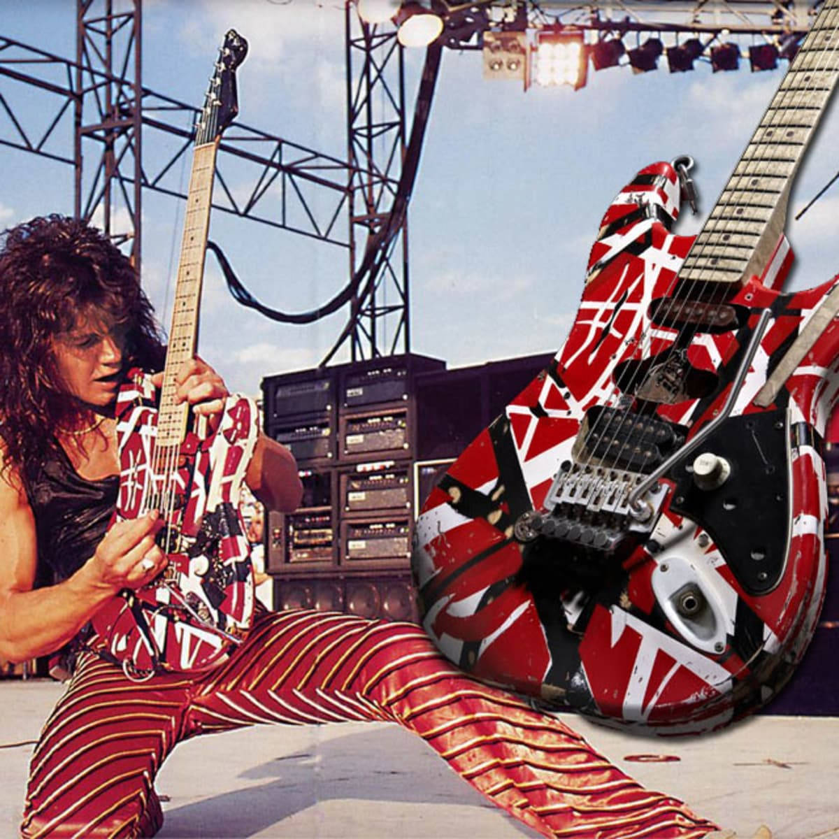 Eddie Van Halen Rock Star Frankenstrat Guitar Background