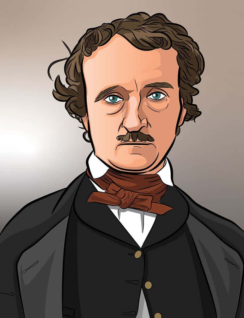 Edgar Allan Poe Cartoon Portrait Background