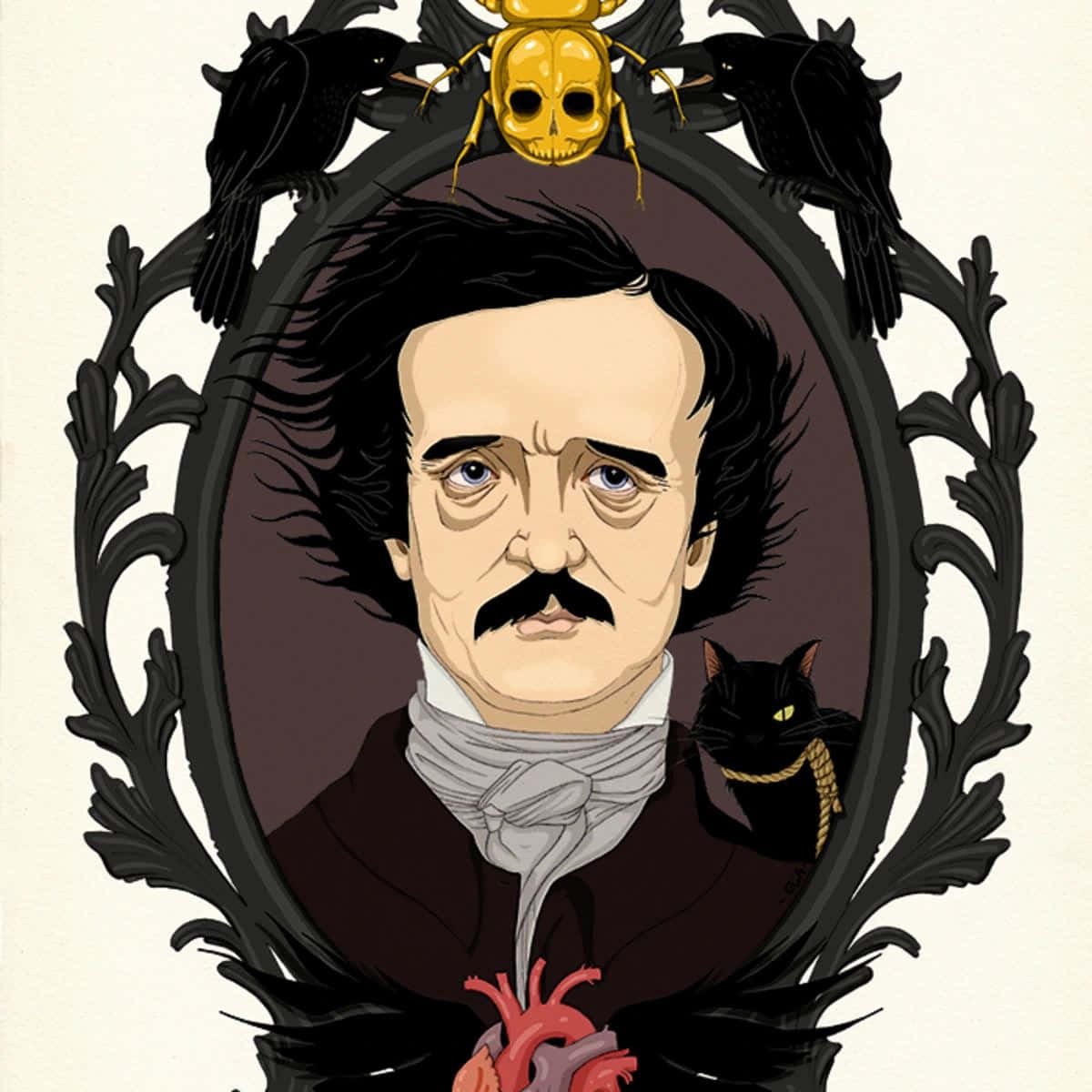 Edgar Allan Poe Gothic Icons Background