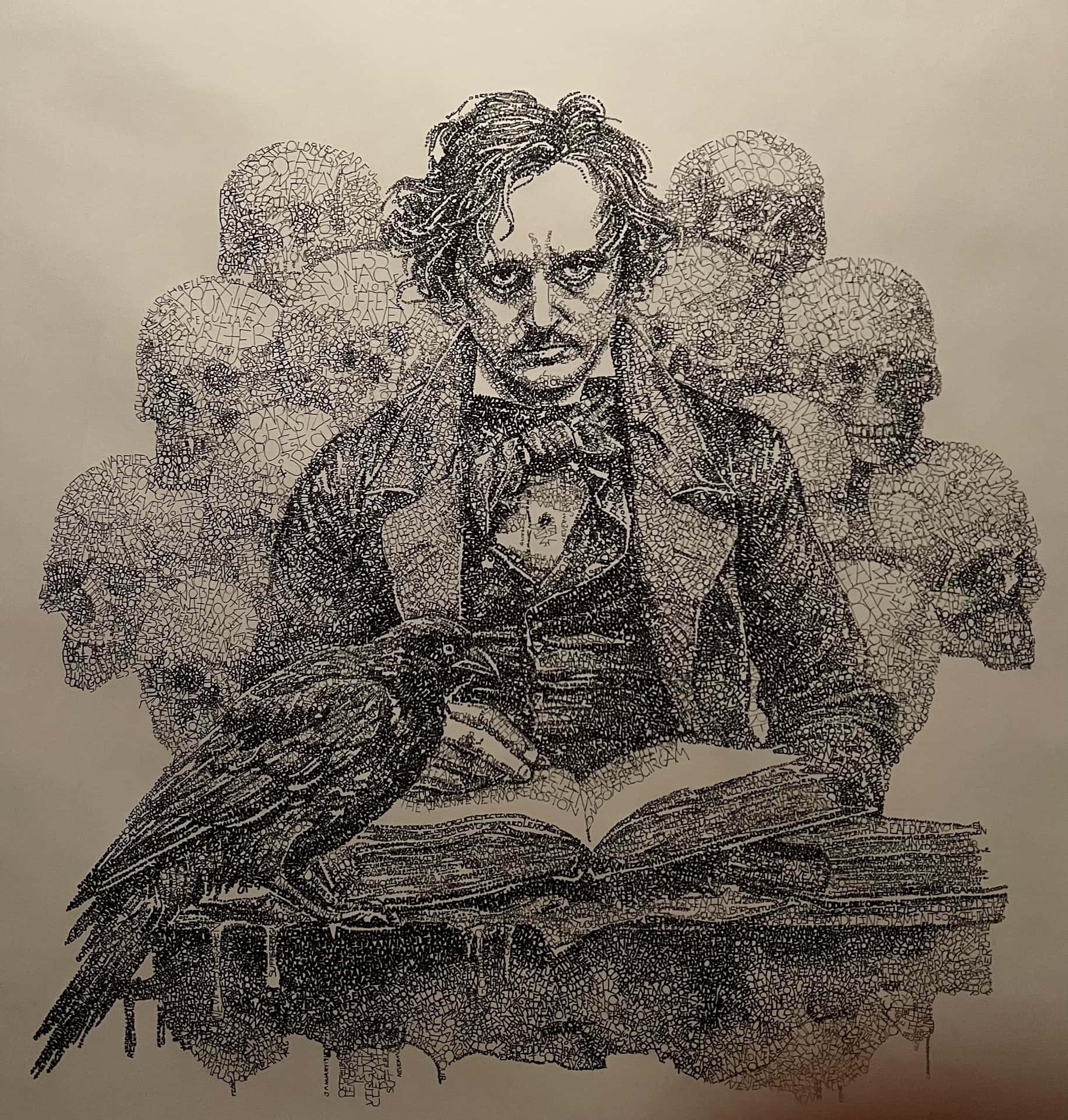 Edgar Allan Poe Raven Skulls Artwork Background