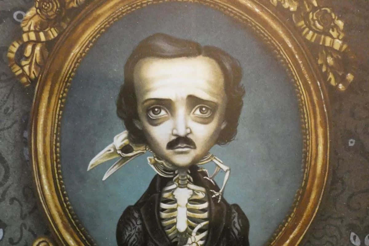 Edgar Allan Poe Skeletal Illustration Background