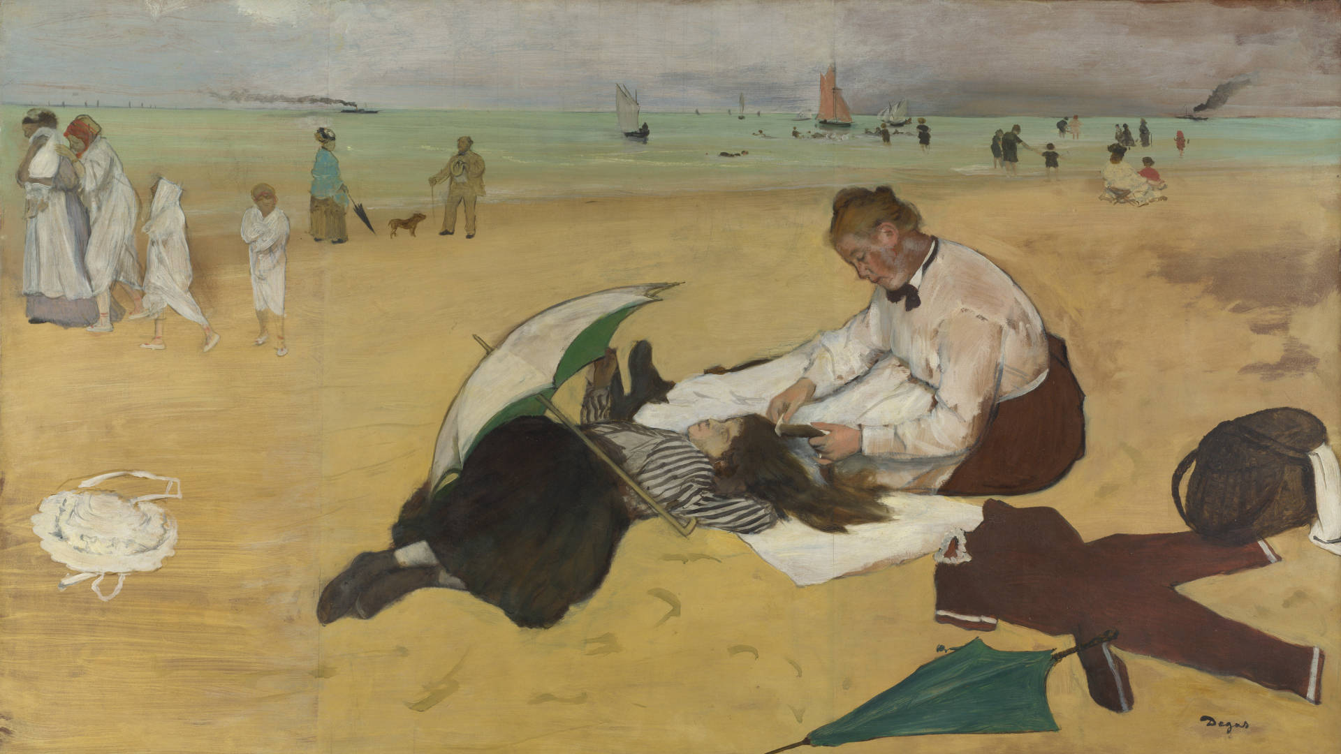 Edgar Degas Beach Scene Painting Background