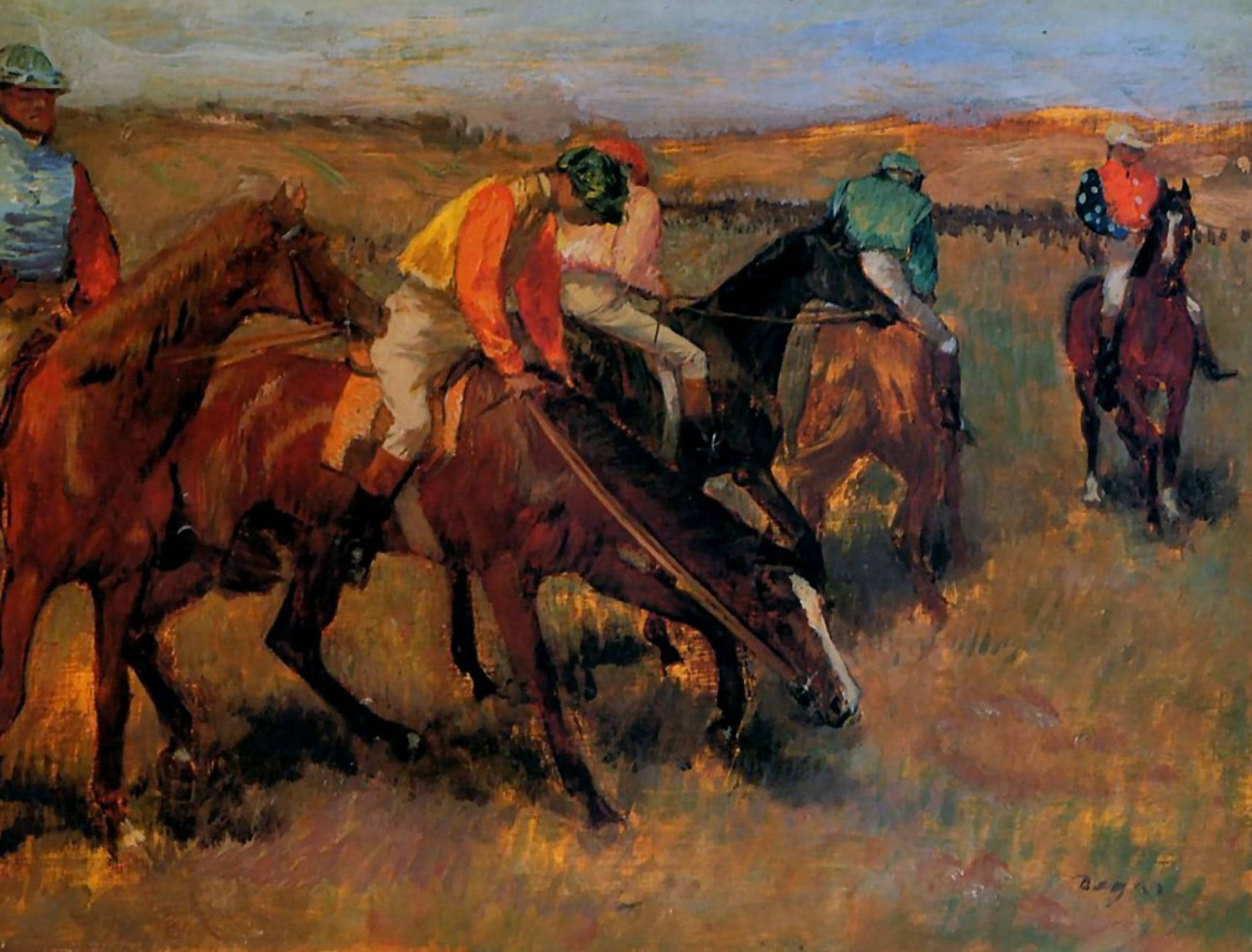 Edgar Degas Before The Race Painting Background
