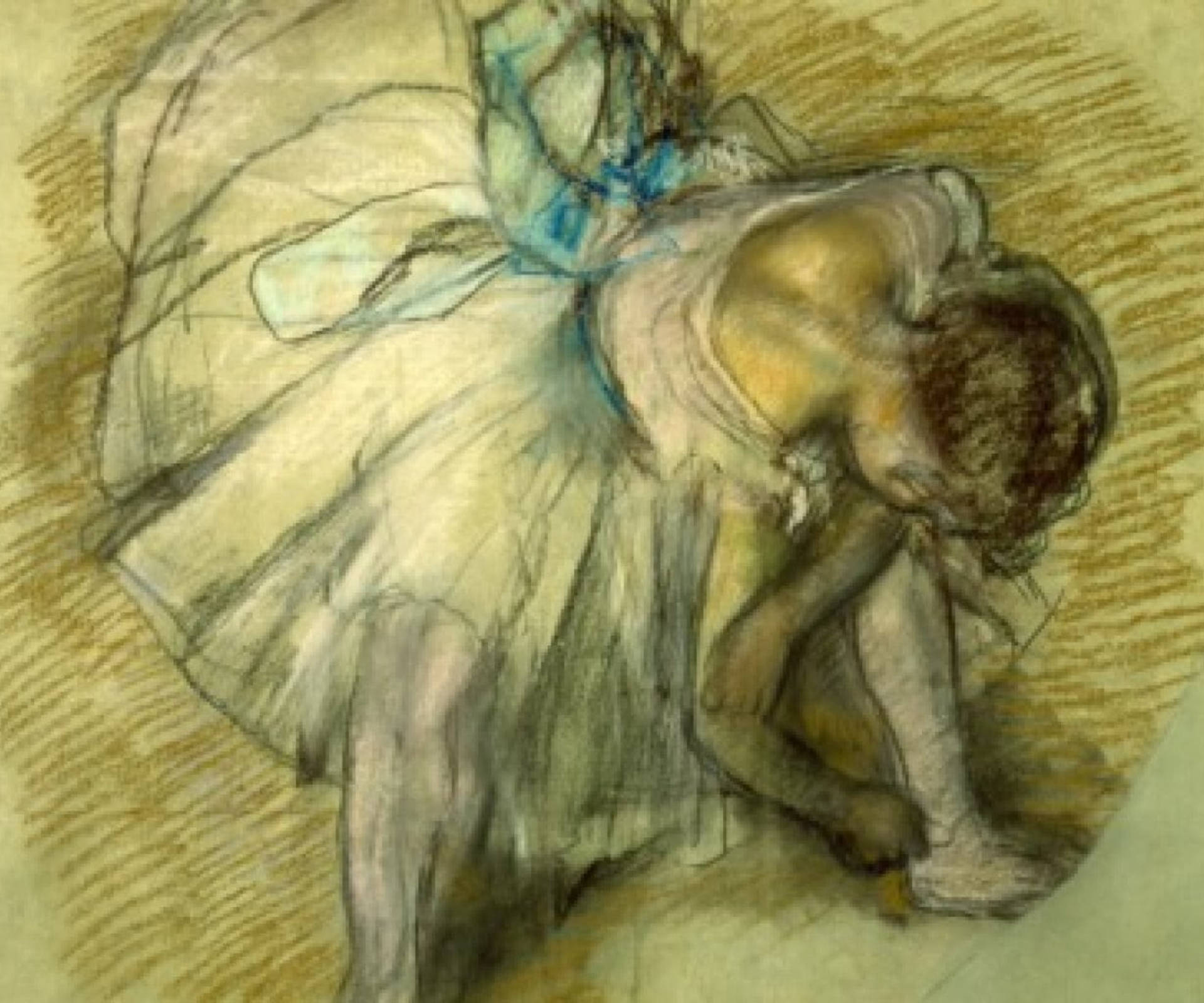 Edgar Degas Dance Adjusting Her Shoe Background