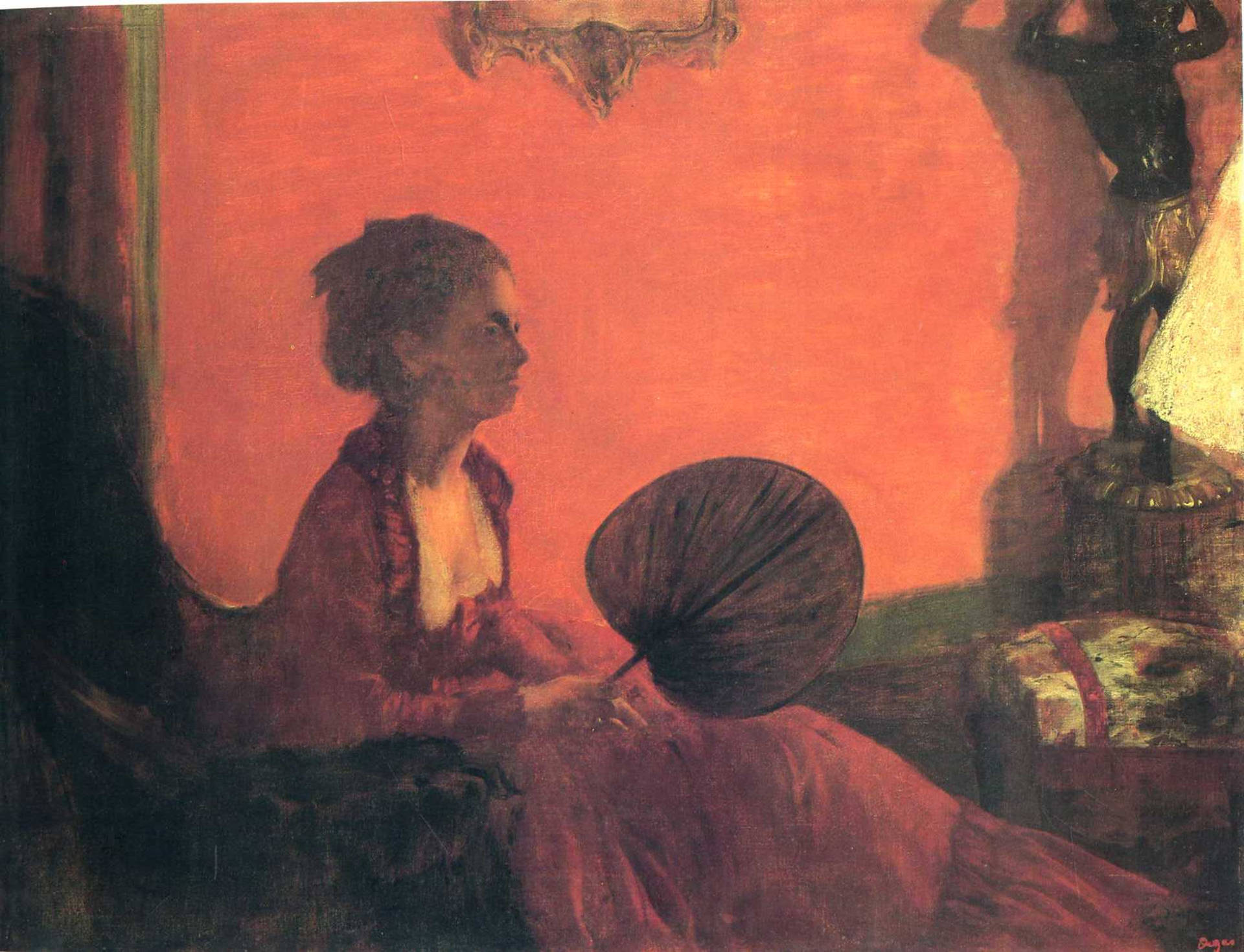 Edgar Degas Lady In Red Dress Background