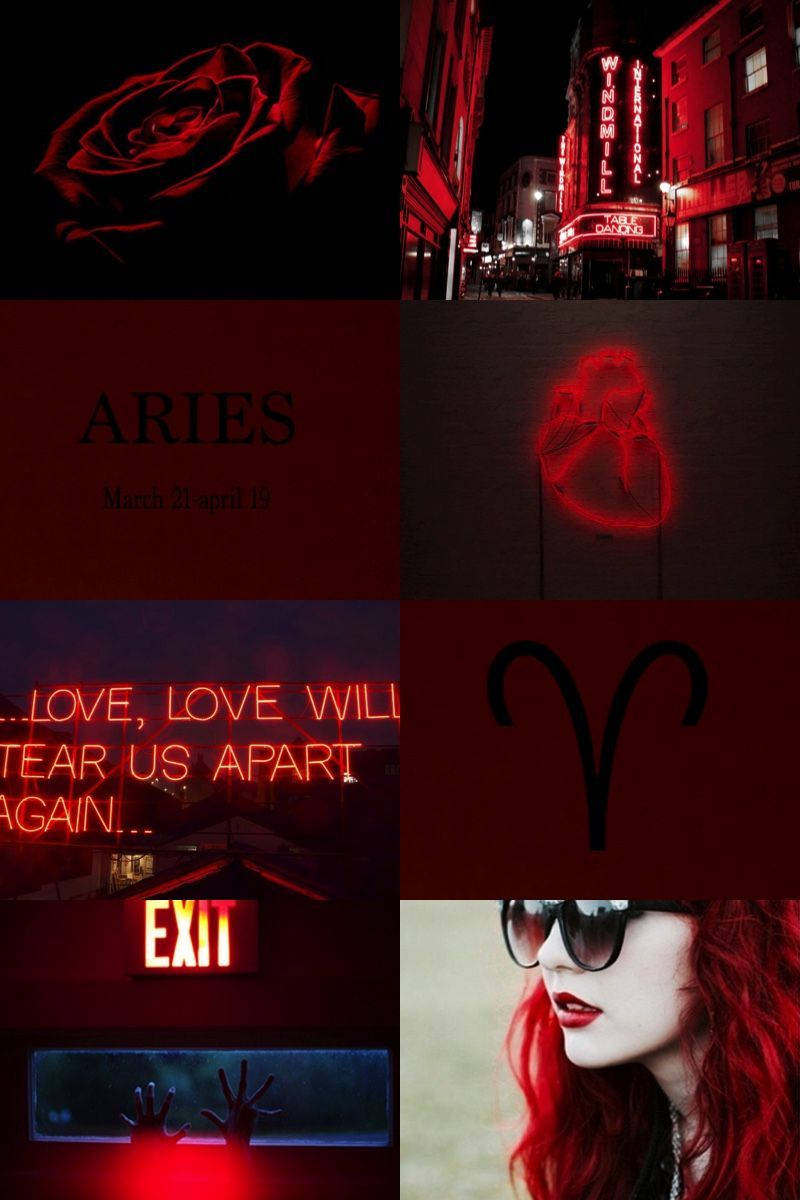 Edgy Red Aries Aesthetic Background