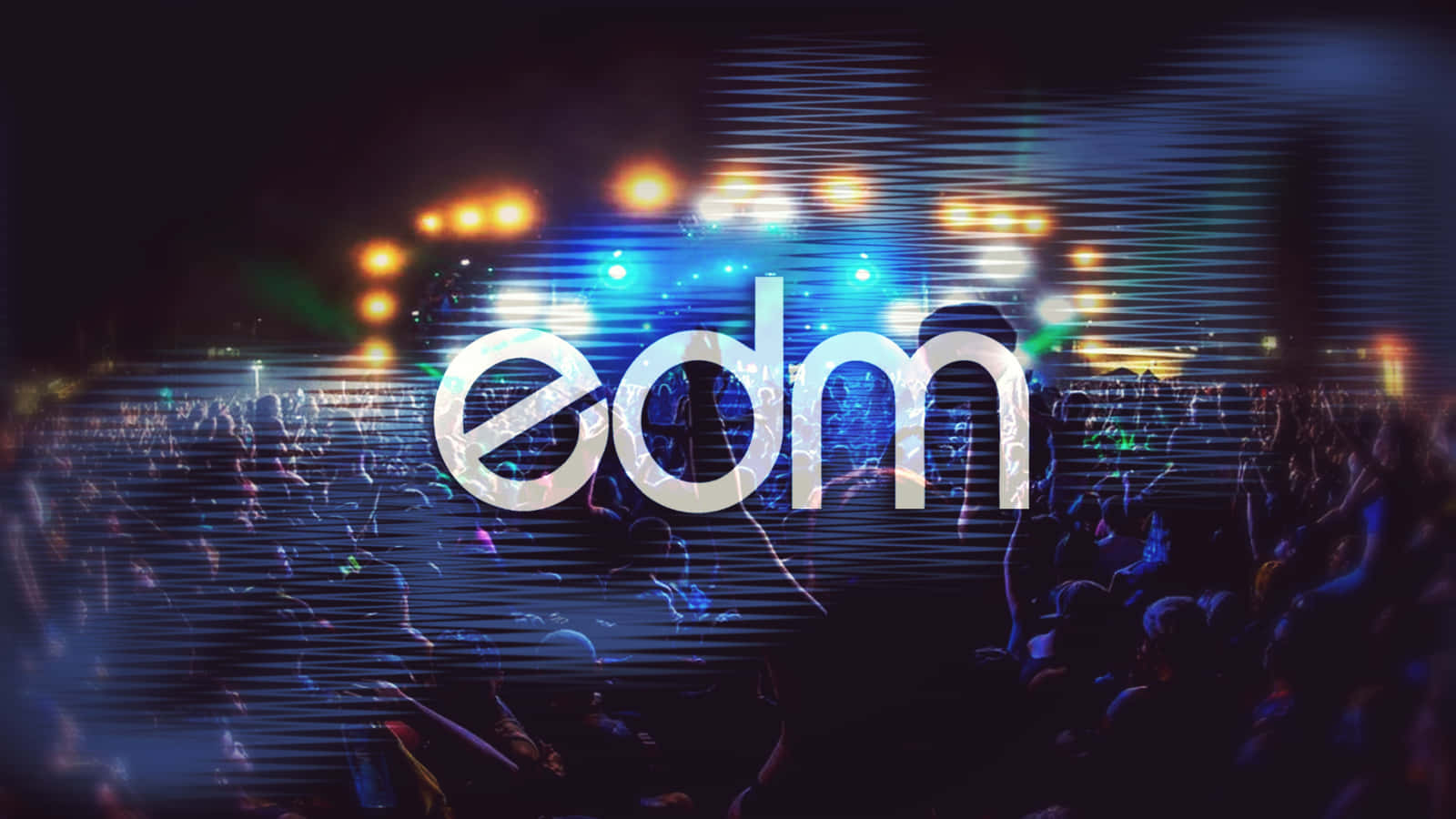 Edm Logo With A Crowd At A Concert Background