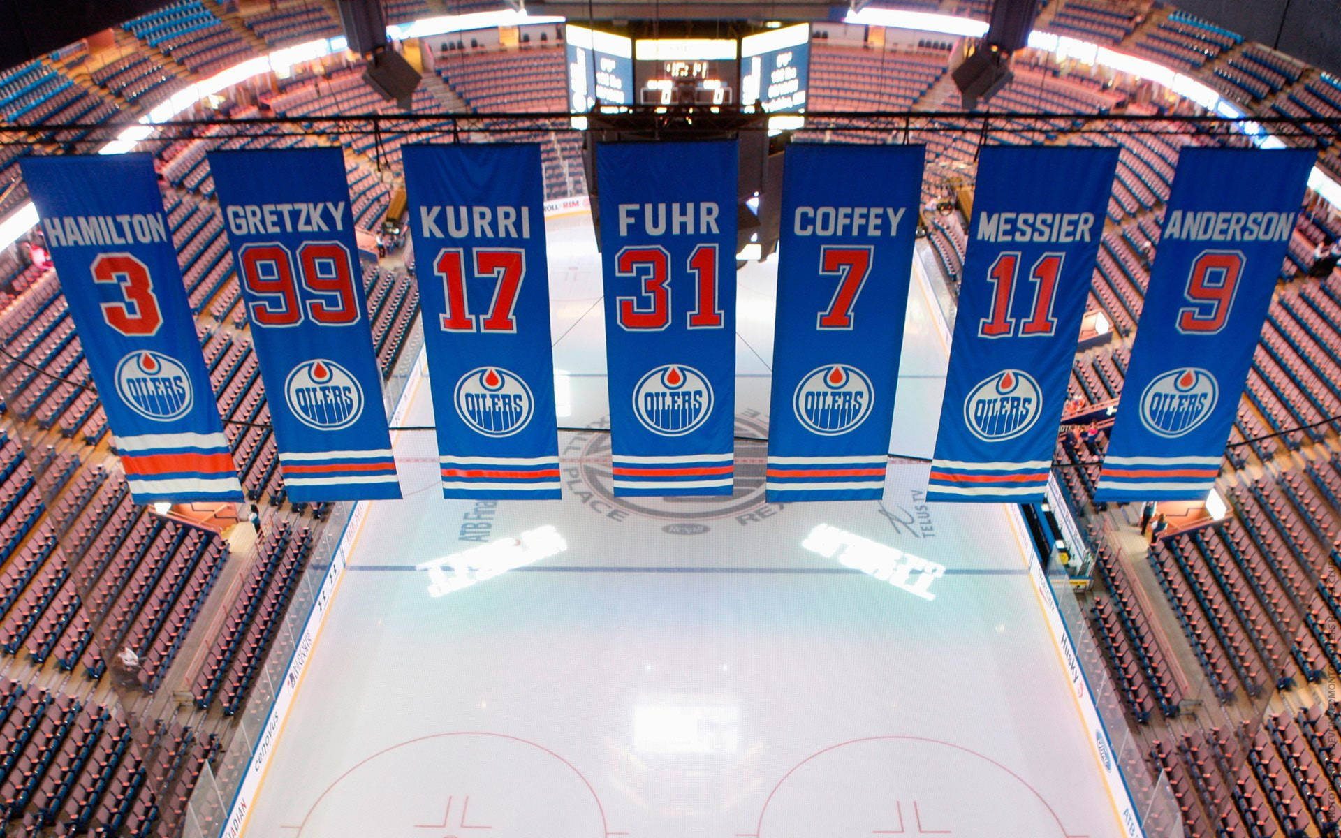 Edmonton Oilers Ice Hockey Flags Background