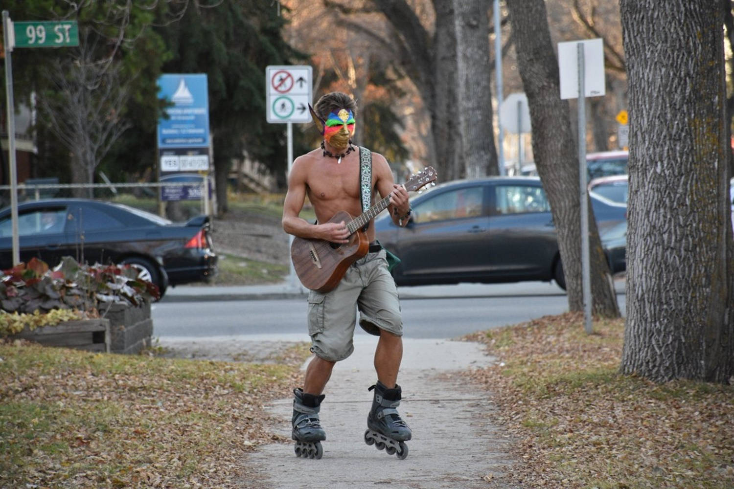 Edmonton Rollerblading Shirtless Guy