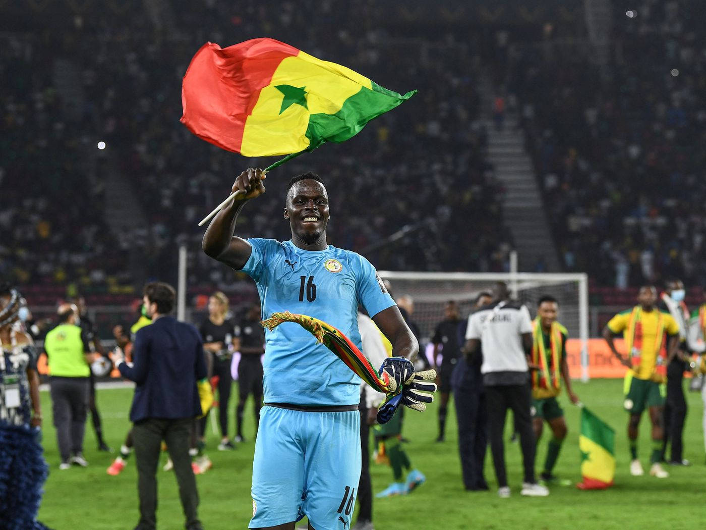 Edouard Mendy Senegal Flag Background