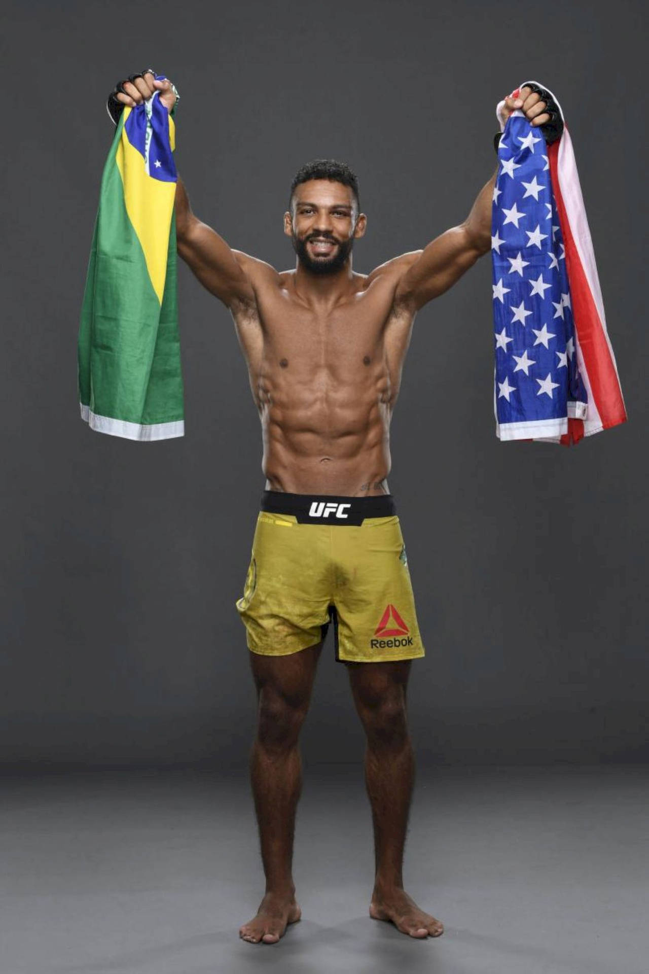 Edson Barboza American And Brazilian Flags Background