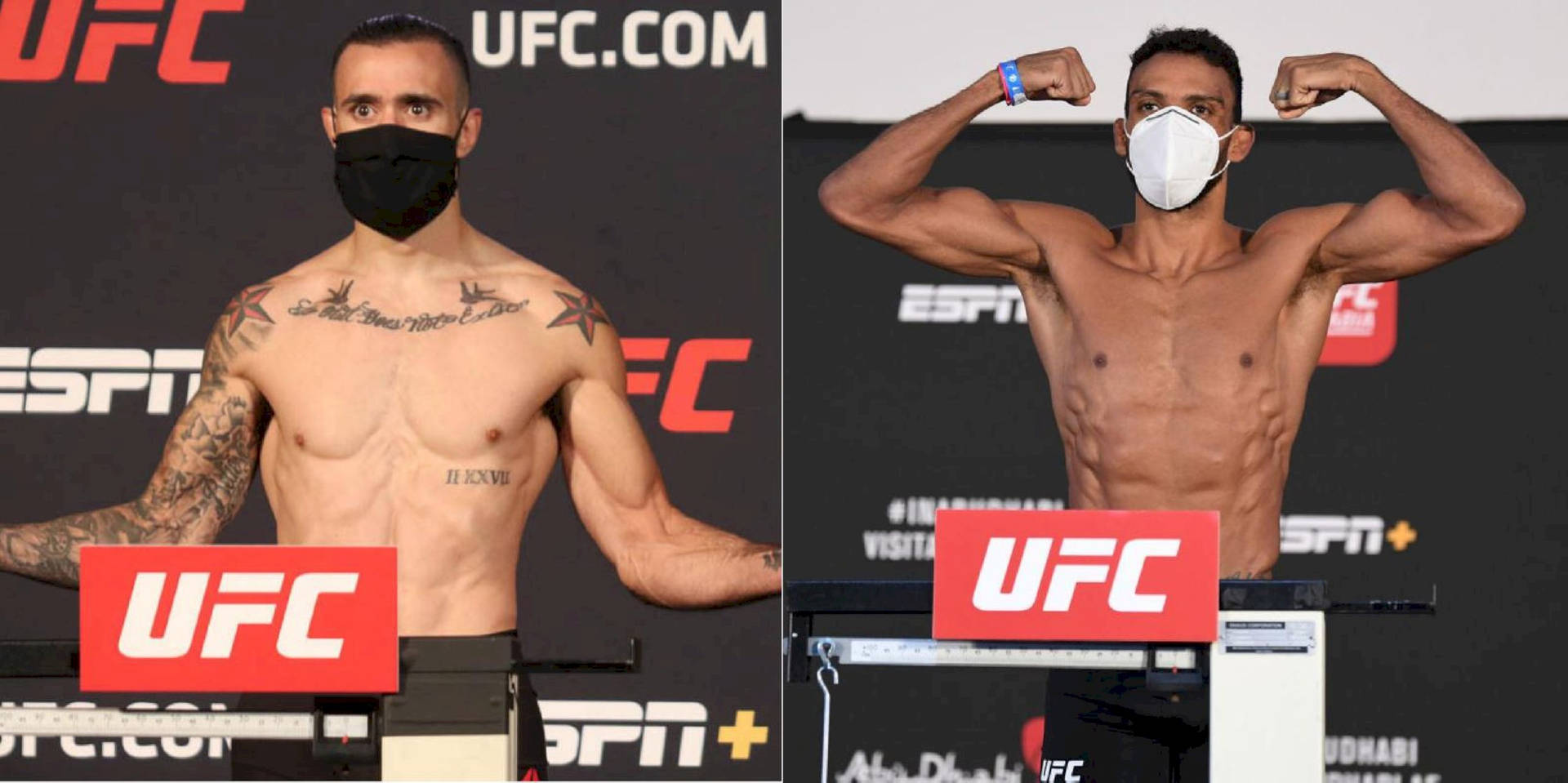 Edson Barboza Flexing With Face Mask Background