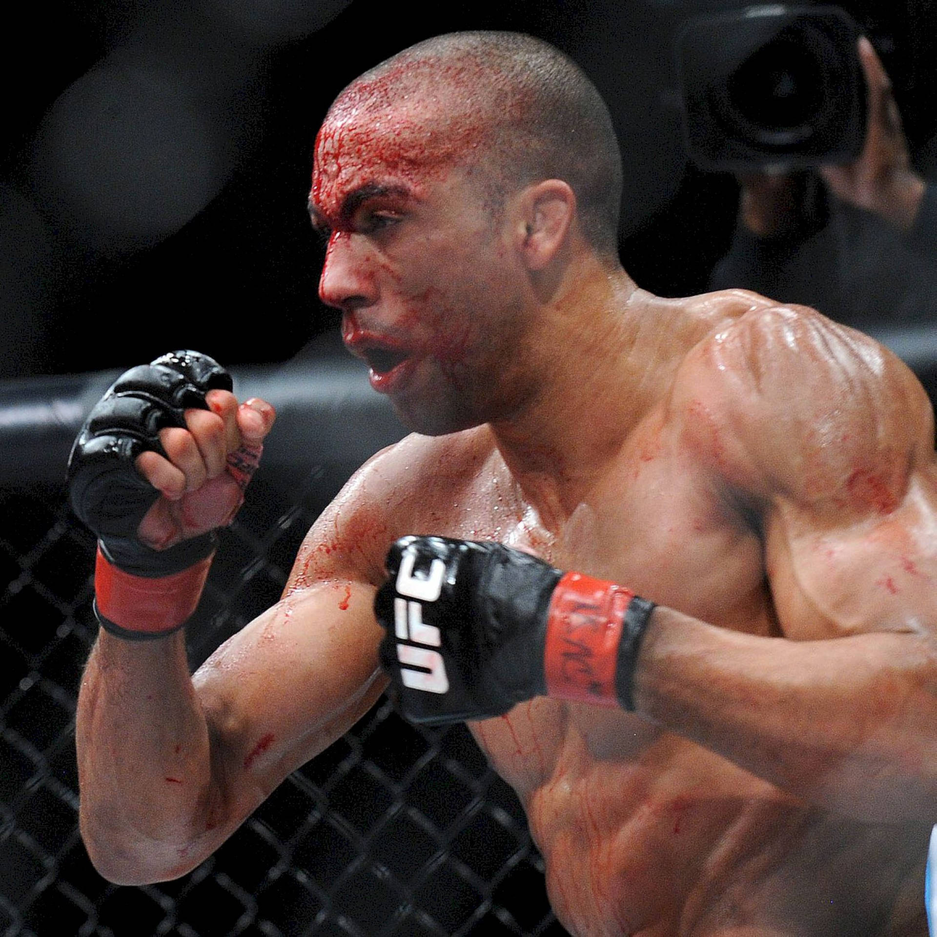 Edson Barboza With Bloody Face Background