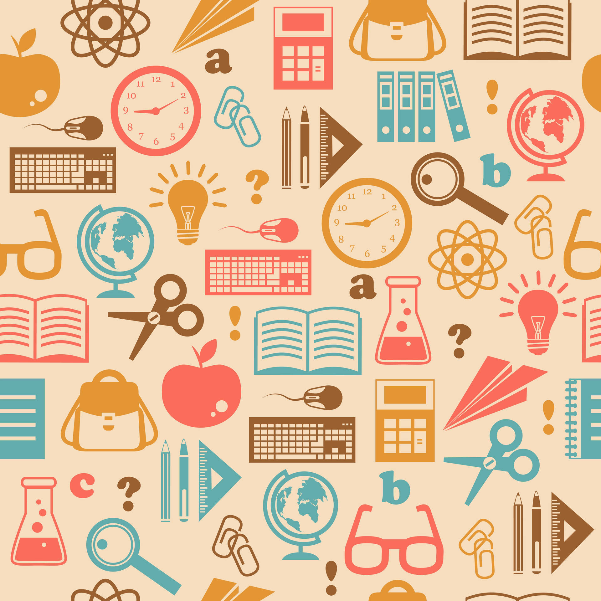Educational Items Pattern Background