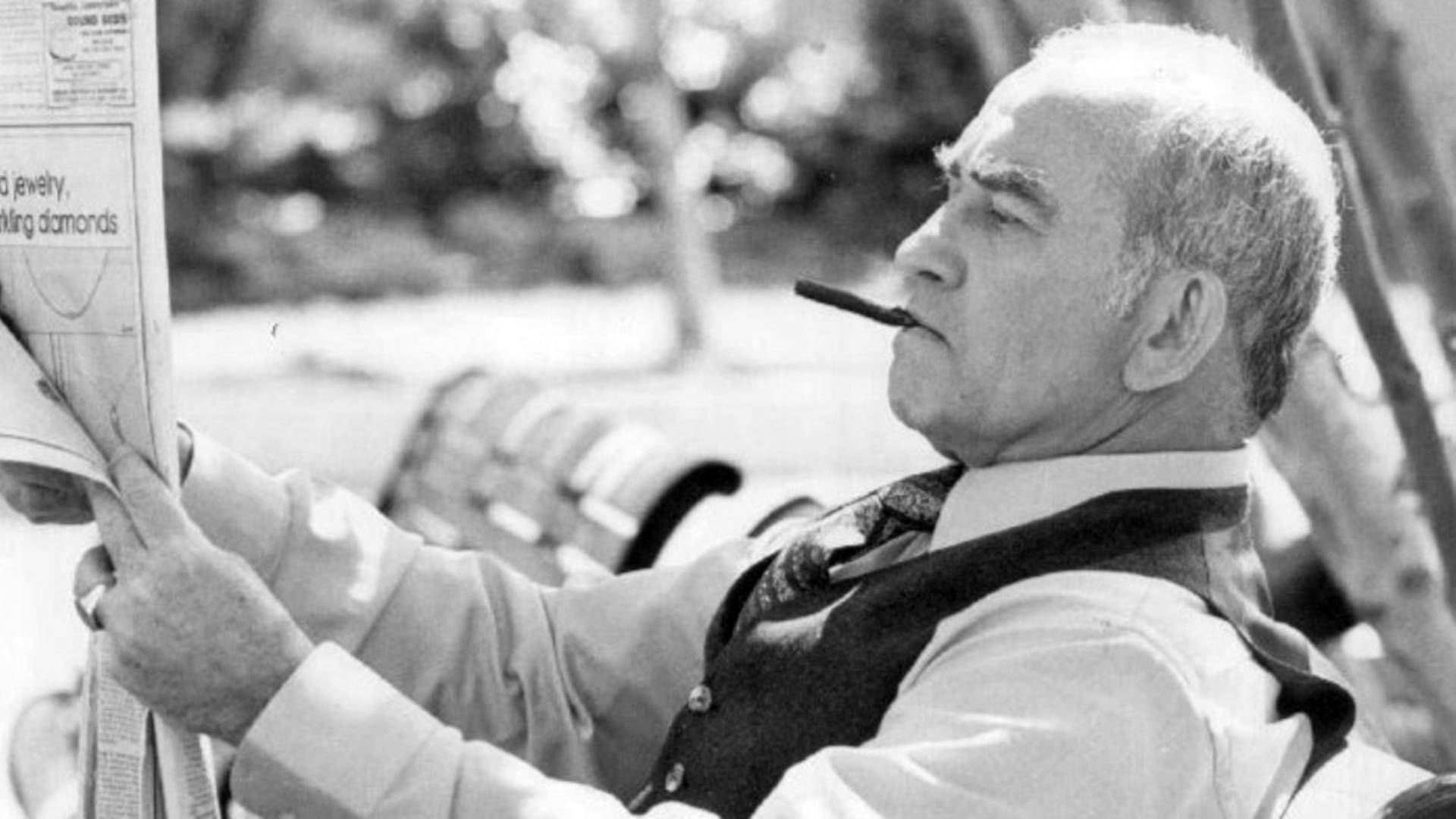 Edward Asner Black And White Smoking Background