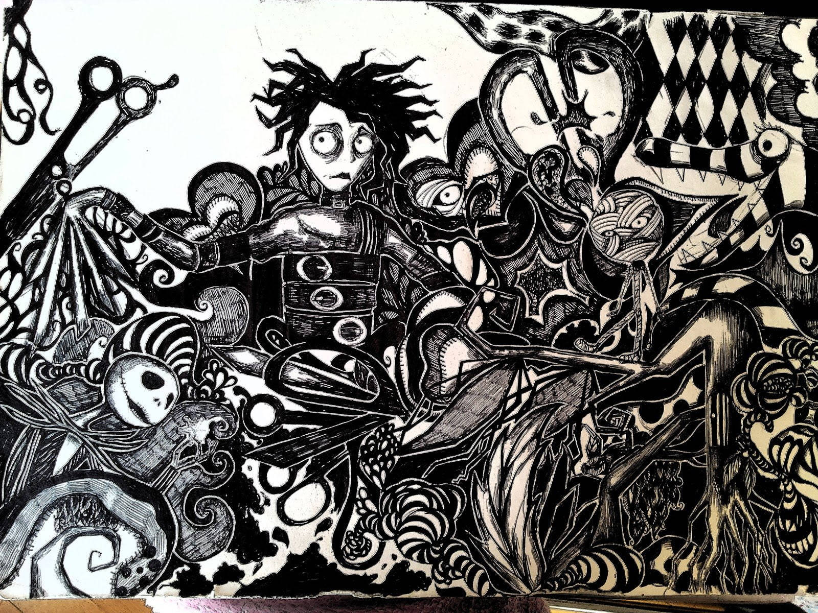 Edward Scissorhands Creepy Art Background