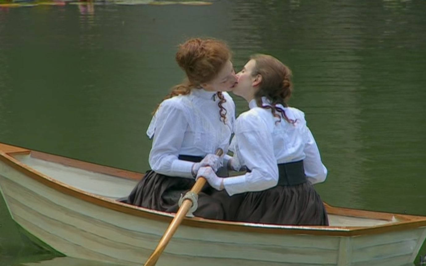 Edwardian Girls Kissing Art