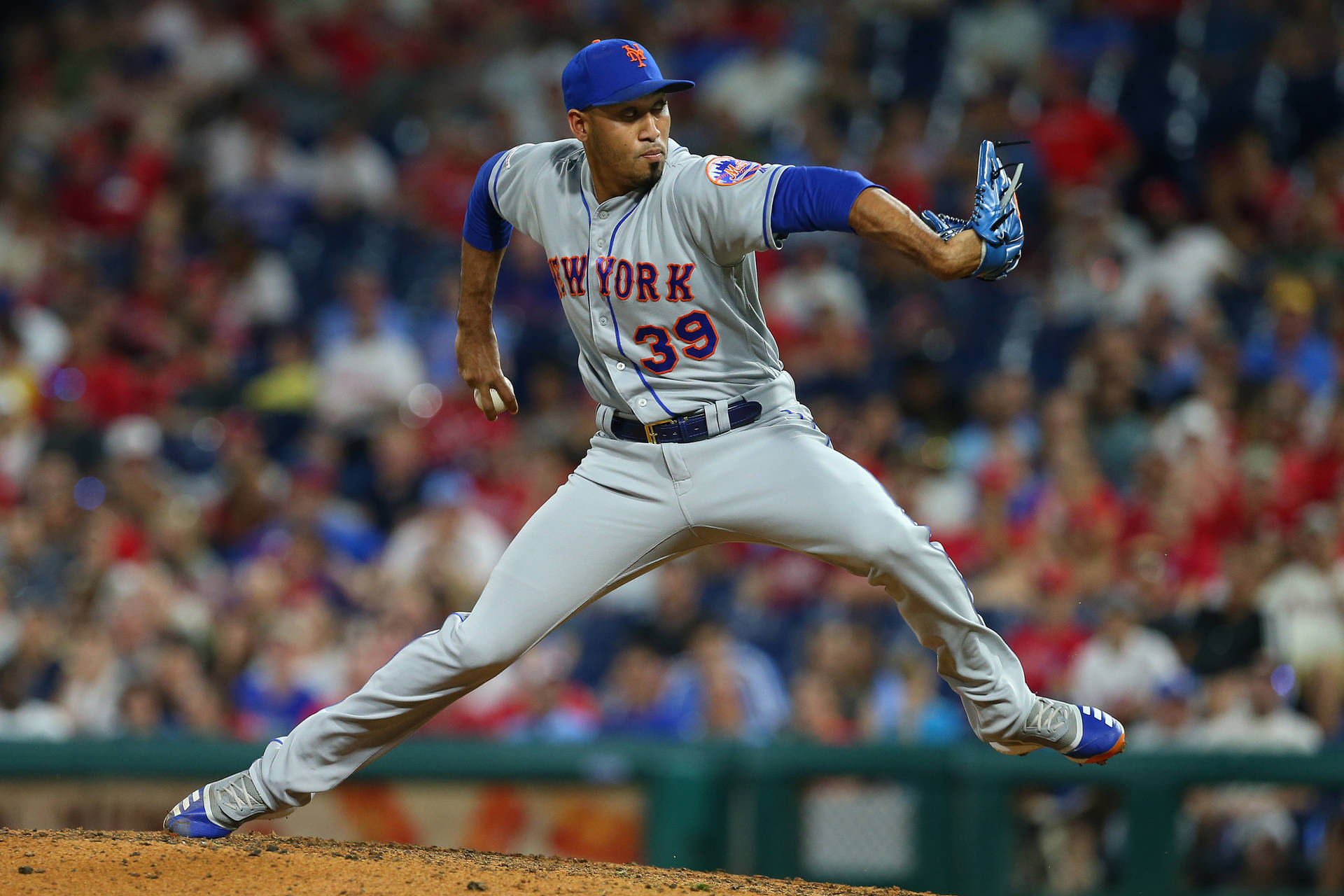 Edwin Diaz Showcasing His Athletic Prowess With A Powerful Stance. Background