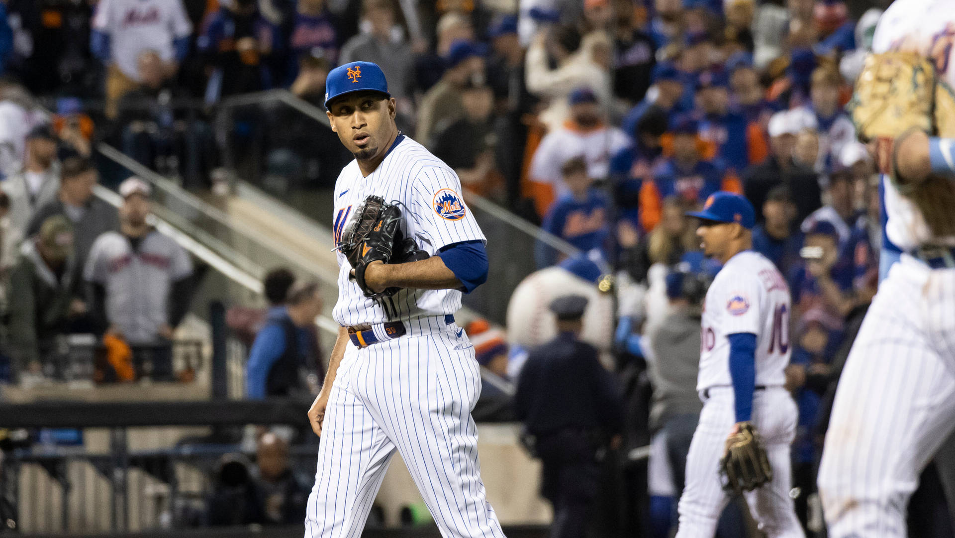 Edwin Diaz With Baseball Mitt Background